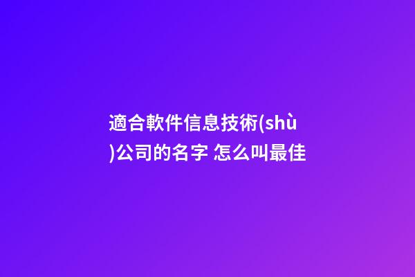 適合軟件信息技術(shù)公司的名字 怎么叫最佳-第1張-公司起名-玄機(jī)派